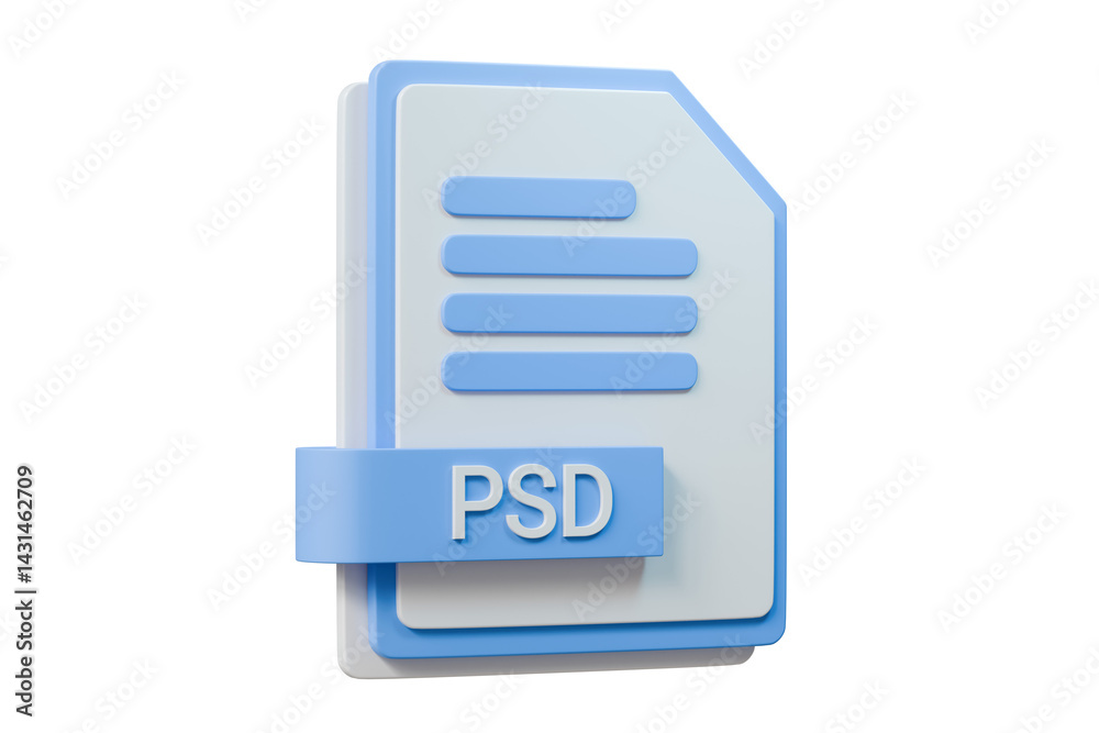 Poster 3d file folder document psd icon. minimal word psd sheet presentation document icon. document form. 