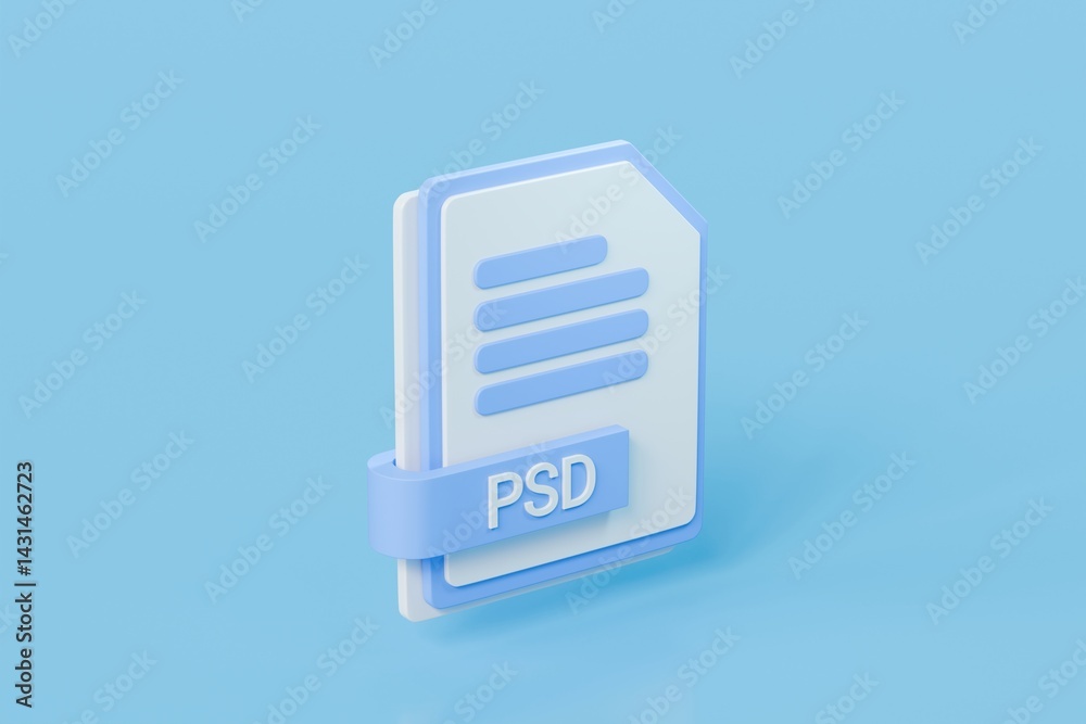 Poster 3d file folder document psd icon. minimal word psd sheet presentation document icon. document form. 