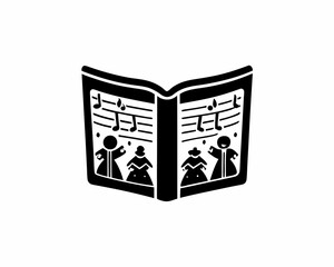 creative Silhouette Caroling Book with Notes Icon Vector Illustration 
