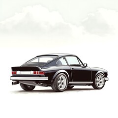 Fototapeta premium Retro Car Illustration Clouds