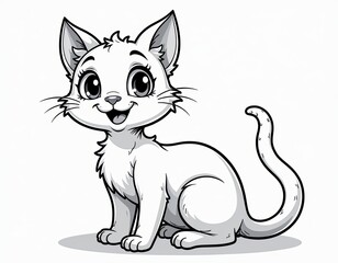 Adorable Cartoon Kitten, Cute Cat Illustration, Happy Kitty Graphic