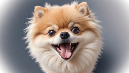 Obraz premium Fluffy Pomeranian dog with cheerful expression