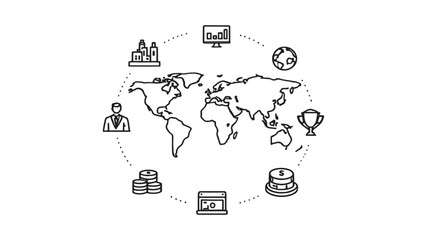 Global Business line art illustration creative professional growth opportunities