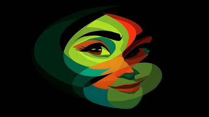 Obraz premium cubist portrait where facial features exist in multiple dimensions.