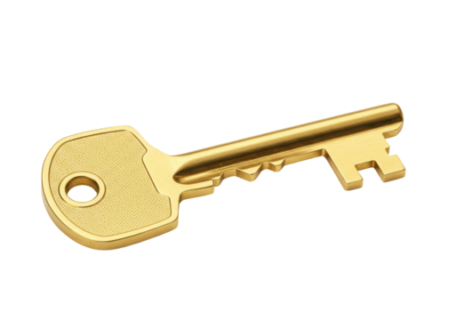 Golden key, isolated, 3D rendered