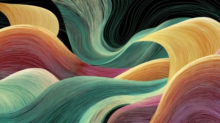 abstract colorful wallpaper texture background  with waves, lines, swirls, in blue, green, sandy gradient colors reminding of a coast. 16:9