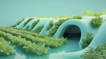 Modern indoor farm showcasing hydroponic lettuce cultivation in a bright, innovative space designed for sustainable agriculture