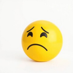 Fototapeta premium Sad Yellow Emoticon: A Minimalist Sphere of Disappointment