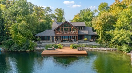 Luxury Lakefront Log Home with Private Dock