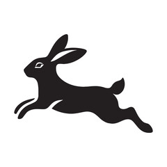 Modern-edge running rabbit icon in silhouette form for sleek logos – running rabbit silhouette – running rabbit vector – running rabbit illustration – silhouette of running rabbit 