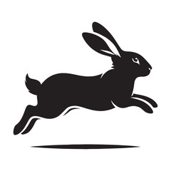 Abstract running rabbit silhouette vector with minimal detailing – running rabbit silhouette – running rabbit vector – running rabbit illustration – silhouette of running rabbit 