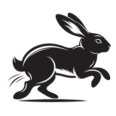 Dynamic-form running rabbit silhouette designed for modern aesthetics – running rabbit silhouette – running rabbit vector – running rabbit illustration – silhouette of running rabbit