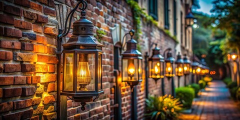 Obraz premium Charleston South Carolina Gas Lanterns Wall Mount Historic Architecture Old Town