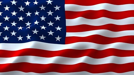Naklejka premium Waving American flag in high detail with realistic fabric folds and lighting, patriotic symbol of United States for national holidays, politics, military, government, freedom, democracy or education u