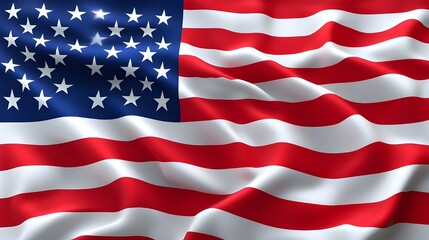 Fototapeta premium Waving American flag in high detail with realistic fabric folds and lighting, patriotic symbol of United States for national holidays, politics, military, government, freedom, democracy or education u