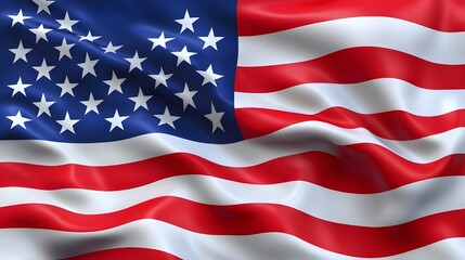 Obraz premium Waving American flag in high detail with realistic fabric folds and lighting, patriotic symbol of United States for national holidays, politics, military, government, freedom, democracy or education u