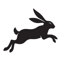 Sharp-form running rabbit vector crafted for high-impact visuals – running rabbit silhouette – running rabbit vector – running rabbit illustration – silhouette of running rabbit