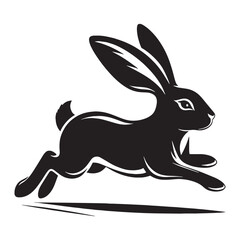Refined running rabbit icon in solid silhouette style for clear branding – running rabbit silhouette – running rabbit vector – running rabbit illustration – silhouette of running rabbit 
