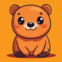 Bear mascot cute cartoon no details solid background bright