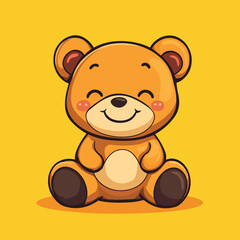 Bear mascot cute cartoon no details solid background bright