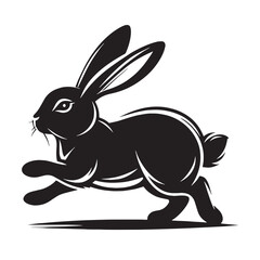 Bold running rabbit silhouette designed for modern logo applications – running rabbit silhouette – running rabbit vector – running rabbit illustration – silhouette of running rabbit