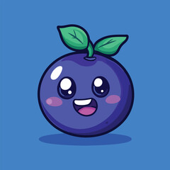 Blueberry mascot cute cartoon no details solid background bright