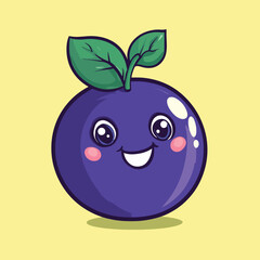 Blueberry mascot cute cartoon no details solid background bright