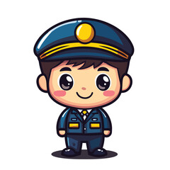 Bus Conductor boy mascot cute cartoon no details solid background bright