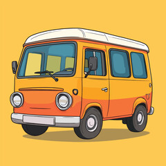 Bus mascot cute cartoon no details solid background bright