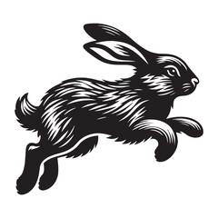 Stylized running rabbit silhouette vector with clean geometric lines – running rabbit silhouette – running rabbit vector – running rabbit illustration – silhouette of running rabbit