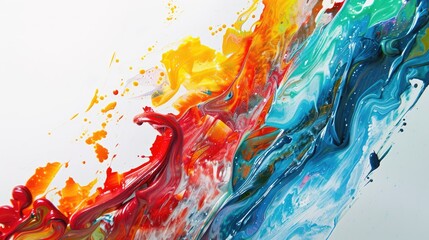 Close up of colorful oil paint strokes on canvas. Background image of vibrant color watercolor brushstroke with white background. Photography for art and creative design. Visual artwork. AIG51.