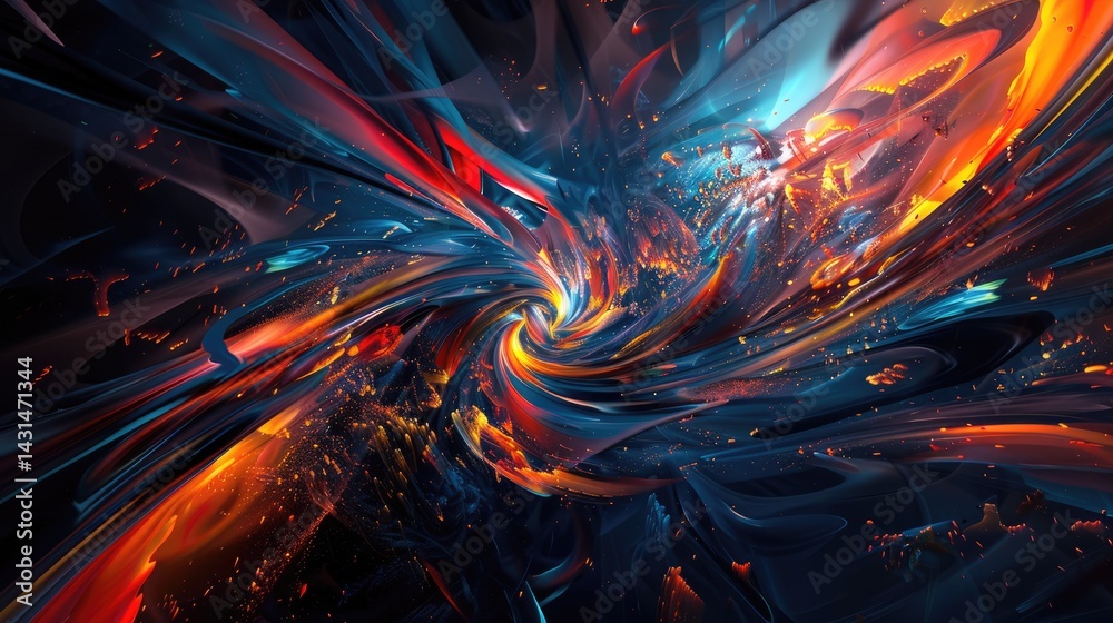 Poster 3d abstract mesh fabric with pink and blue waves. textured and fluid design. background image of red