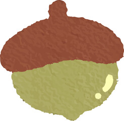 clip art cute watercolor illustration of nut, walnut, acorn autumn for background asset