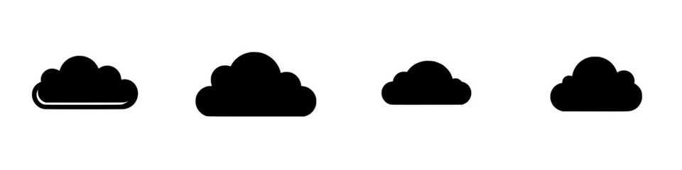 Fototapeta premium Vector illustration of four different cloud shapes in black and white for graphic design purposes