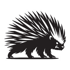 Graphic-ready porcupine silhouette with crisp vector outlines – porcupine silhouette – porcupine vector – porcupine illustration – silhouette of porcupine – porcupine icon

