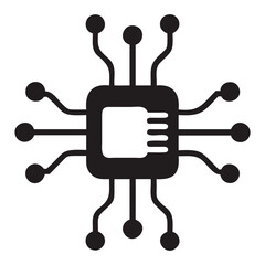 Microchip with digital circuits Icon isolated on transparent background and transparent PNG