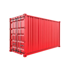 Red Cargo Shipping Container Isolated on Transparent Background