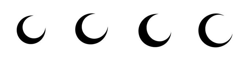Obraz premium Vector illustration of black and white crescent moon icons in various styles