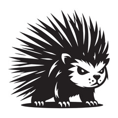 Crisp porcupine silhouette vector crafted for versatile design assets &ndash; porcupine silhouette &ndash; porcupine vector &ndash; porcupine illustration &ndash; silhouette of porcupine &ndash; porcupine icon

