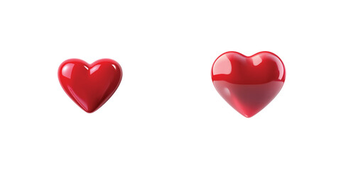 Two shiny red hearts in a line representing love and affection