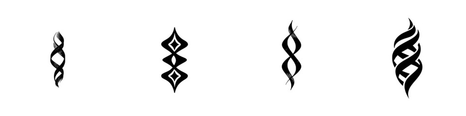 Black and white vector illustration icons showcasing unique abstract designs ideal for graphic projects or artistic prints