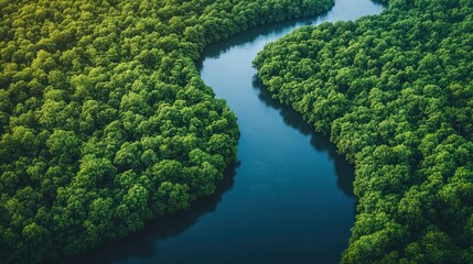 Lush mangrove forest meets tranquil river