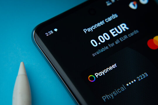 Dhaka, Bangladesh- 17 March 2025: Homepage of payoneer is seen on a smartphone.