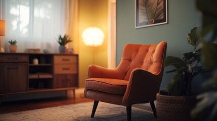 Mid-Century Modern Armchair in Warm Evening Light