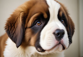 Charming Portrait of a Saint Bernard Dog