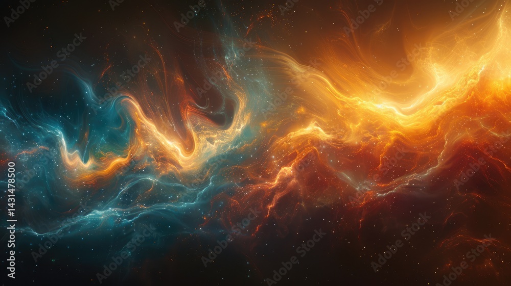 Poster abstract flowing wave pattern with dotted texture. digital art for design of vibrant color with line