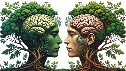 Fototapeta premium Sustainability & Mindfulness Tree-Human Concept Art