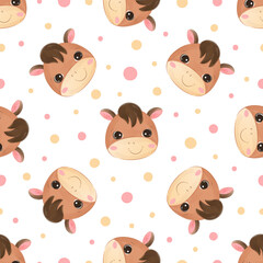 Naklejka premium Cute and funny baby animal seamless patterns and wallpaper