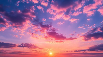 Vibrant Sunset Sky: A Canvas of Pink and Purple Hues