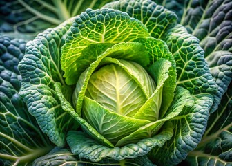 Obraz premium Close-Up of a Crisp White Cabbage Head, Detailed Texture and Veins, Documentary Photography Style